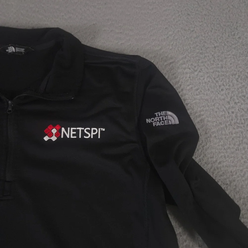 The North Face Pullover Mens Large Black Tech 1/4 Zip Fleece NetSPI Logo Active